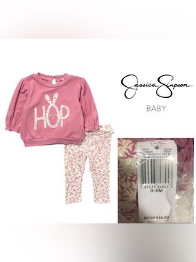 🆕JESSICA SIMPSON BABY - 0/3M - NWT - 2PC BUNNY OUTFIT